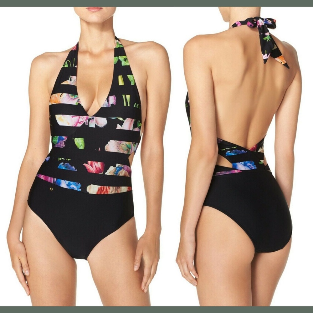 NEW $165 Ted Baker‎ London Tapestry Halter One-Piece Swimsuit [SZ 5 in TB]